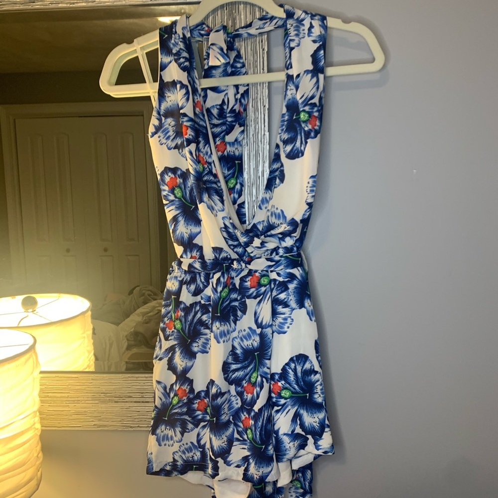 Blue floral romper